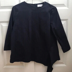 Blue Violet Girls Navy Blue 3/4 Sleeve Blouse with Tie Detail on Side Size 20